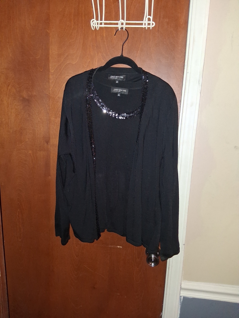 Jones New York Black Sequin-Trim Women's Sweater Set